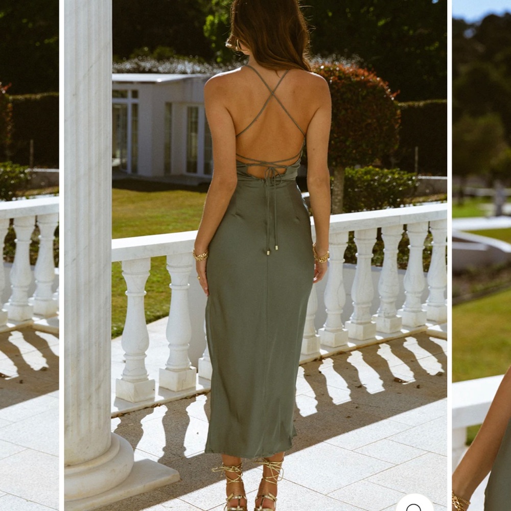 COPY - Jaus Sage Green Satin Midi Dress